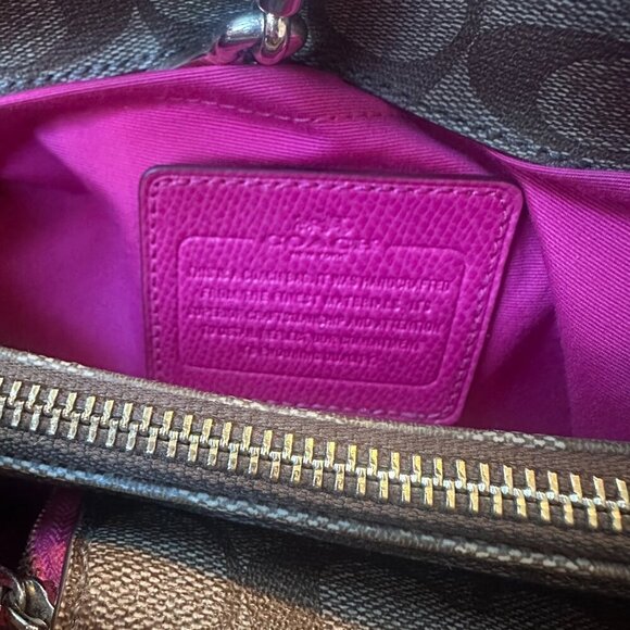 Coach Mini Margot Signature Brown Pink Handbag Caryall Purse + Wallet Leather - Picture 16 of 16